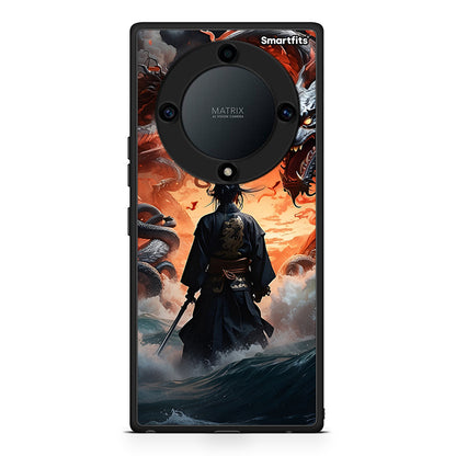 Θήκη Honor Magic5 Lite 5G / X9a Dragons Fight από τη Smartfits με σχέδιο στο πίσω μέρος και μαύρο περίβλημα | Honor Magic5 Lite 5G / X9a Dragons Fight Case with Colorful Back and Black Bezels