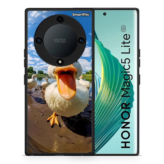Θήκη Honor Magic5 Lite 5G / X9a Duck Face από τη Smartfits με σχέδιο στο πίσω μέρος και μαύρο περίβλημα | Honor Magic5 Lite 5G / X9a Duck Face Case with Colorful Back and Black Bezels