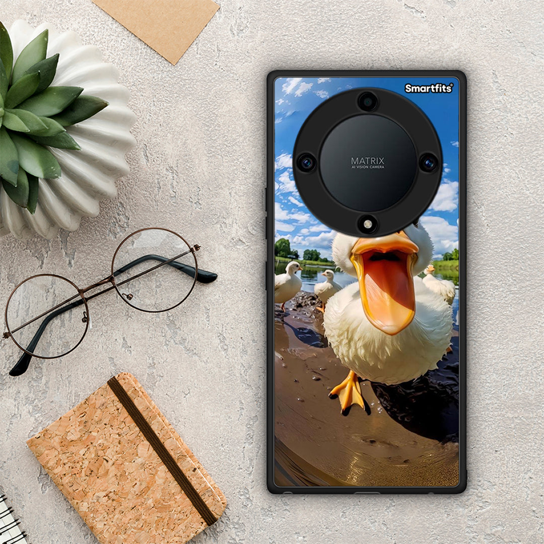 Θήκη Honor Magic5 Lite 5G / X9a Duck Face από τη Smartfits με σχέδιο στο πίσω μέρος και μαύρο περίβλημα | Honor Magic5 Lite 5G / X9a Duck Face Case with Colorful Back and Black Bezels