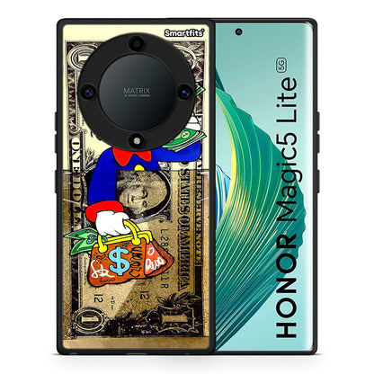 Θήκη Honor Magic5 Lite 5G / X9a Duck Money από τη Smartfits με σχέδιο στο πίσω μέρος και μαύρο περίβλημα | Honor Magic5 Lite 5G / X9a Duck Money Case with Colorful Back and Black Bezels