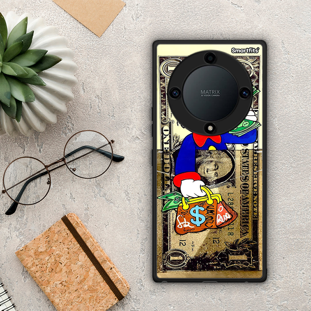 Θήκη Honor Magic5 Lite 5G / X9a Duck Money από τη Smartfits με σχέδιο στο πίσω μέρος και μαύρο περίβλημα | Honor Magic5 Lite 5G / X9a Duck Money Case with Colorful Back and Black Bezels