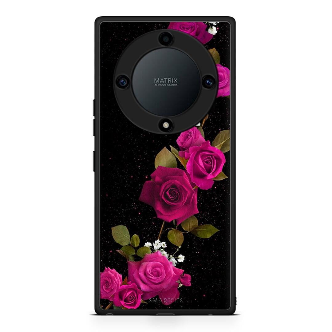 Θήκη Honor Magic5 Lite 5G / X9a Flower Red Roses από τη Smartfits με σχέδιο στο πίσω μέρος και μαύρο περίβλημα | Honor Magic5 Lite 5G / X9a Flower Red Roses Case with Colorful Back and Black Bezels