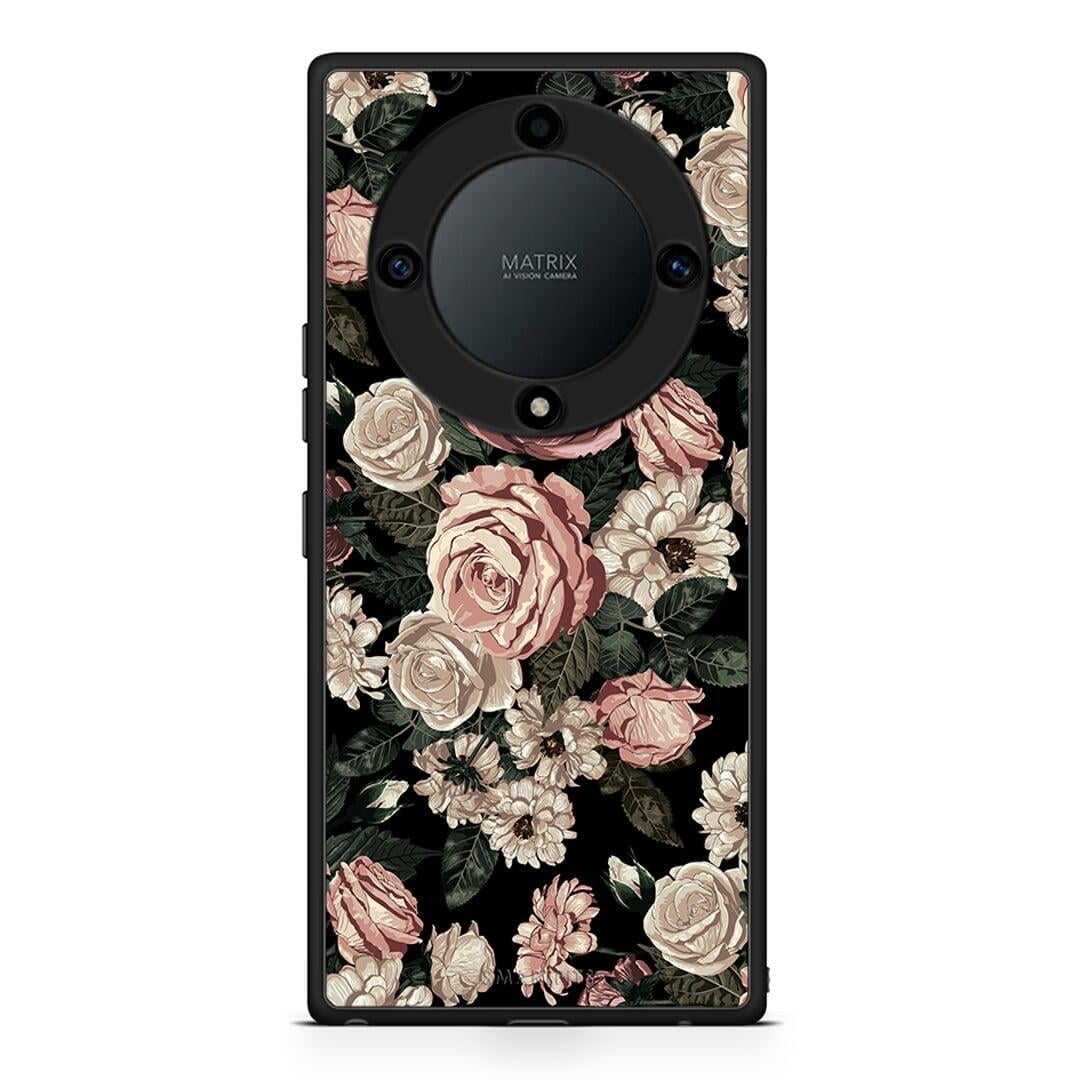 Θήκη Honor Magic5 Lite 5G / X9a Flower Wild Roses από τη Smartfits με σχέδιο στο πίσω μέρος και μαύρο περίβλημα | Honor Magic5 Lite 5G / X9a Flower Wild Roses Case with Colorful Back and Black Bezels