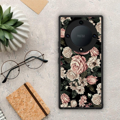 Θήκη Honor Magic5 Lite 5G / X9a Flower Wild Roses από τη Smartfits με σχέδιο στο πίσω μέρος και μαύρο περίβλημα | Honor Magic5 Lite 5G / X9a Flower Wild Roses Case with Colorful Back and Black Bezels