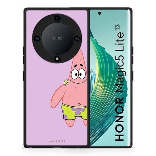 Θήκη Honor Magic5 Lite 5G / X9a Friends Patrick από τη Smartfits με σχέδιο στο πίσω μέρος και μαύρο περίβλημα | Honor Magic5 Lite 5G / X9a Friends Patrick Case with Colorful Back and Black Bezels