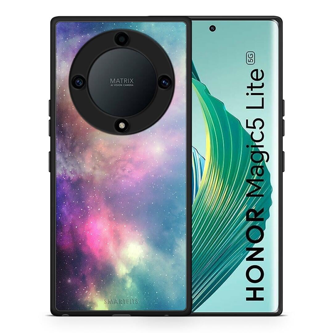 Θήκη Honor Magic5 Lite 5G / X9a Galactic Rainbow από τη Smartfits με σχέδιο στο πίσω μέρος και μαύρο περίβλημα | Honor Magic5 Lite 5G / X9a Galactic Rainbow Case with Colorful Back and Black Bezels