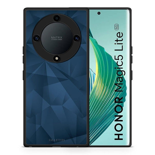 Θήκη Honor Magic5 Lite 5G / X9a Geometric Blue Abstract από τη Smartfits με σχέδιο στο πίσω μέρος και μαύρο περίβλημα | Honor Magic5 Lite 5G / X9a Geometric Blue Abstract Case with Colorful Back and Black Bezels