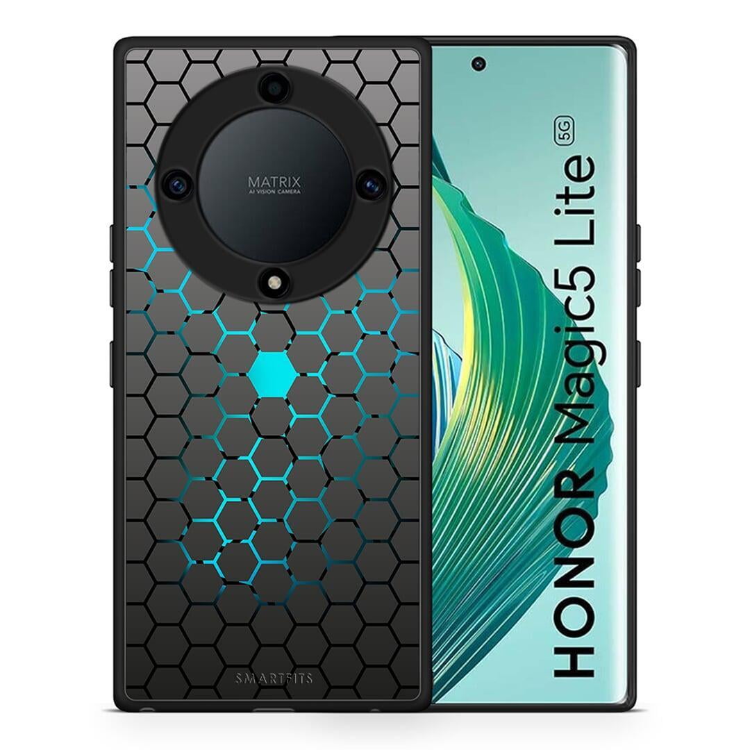 Θήκη Honor Magic5 Lite 5G / X9a Geometric Hexagonal από τη Smartfits με σχέδιο στο πίσω μέρος και μαύρο περίβλημα | Honor Magic5 Lite 5G / X9a Geometric Hexagonal Case with Colorful Back and Black Bezels