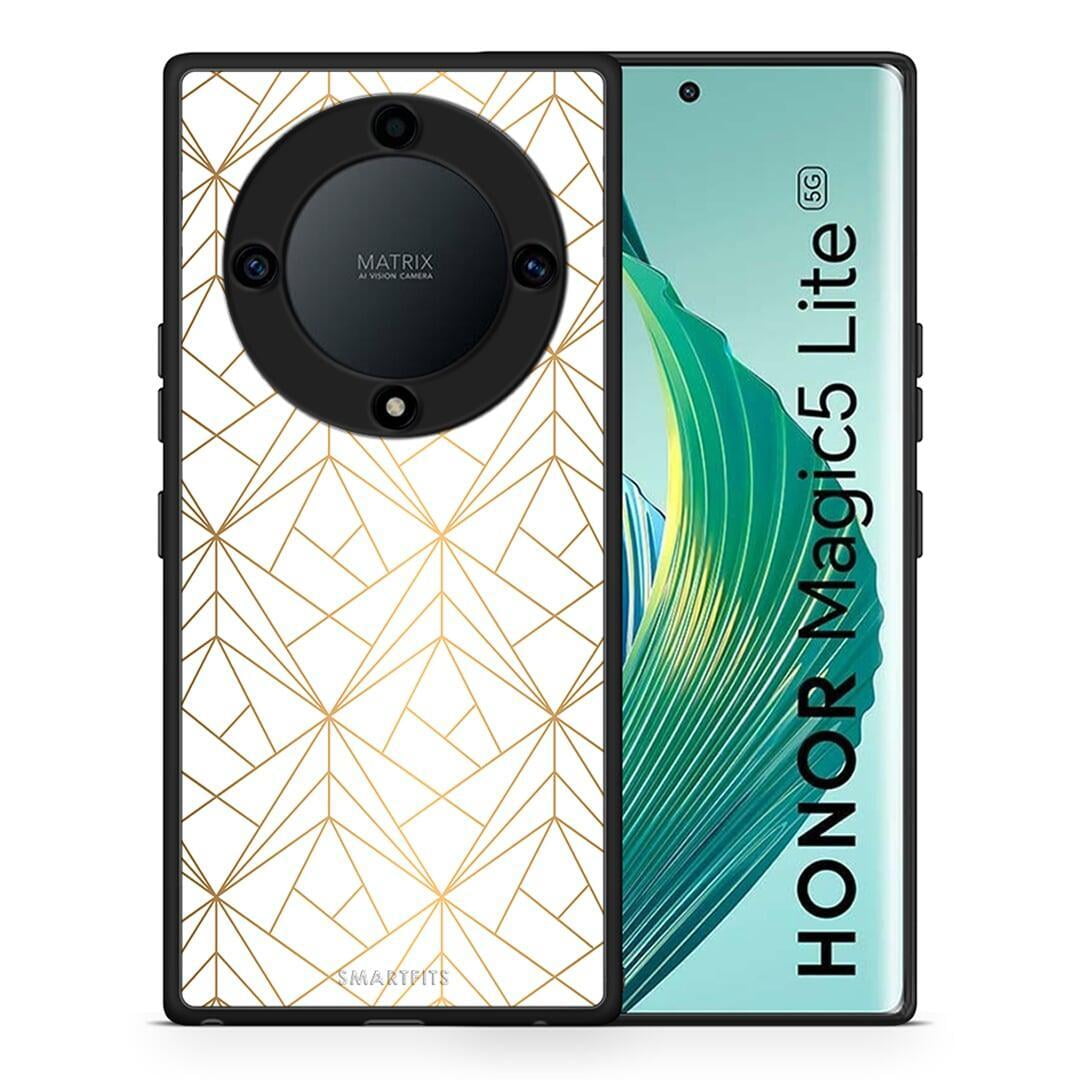 Θήκη Honor Magic5 Lite 5G / X9a Geometric Luxury White από τη Smartfits με σχέδιο στο πίσω μέρος και μαύρο περίβλημα | Honor Magic5 Lite 5G / X9a Geometric Luxury White Case with Colorful Back and Black Bezels