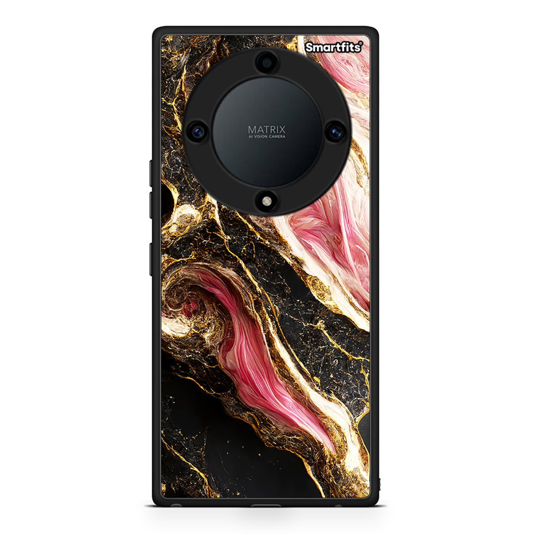 Θήκη Honor Magic5 Lite 5G / X9a Glamorous Pink Marble από τη Smartfits με σχέδιο στο πίσω μέρος και μαύρο περίβλημα | Honor Magic5 Lite 5G / X9a Glamorous Pink Marble Case with Colorful Back and Black Bezels