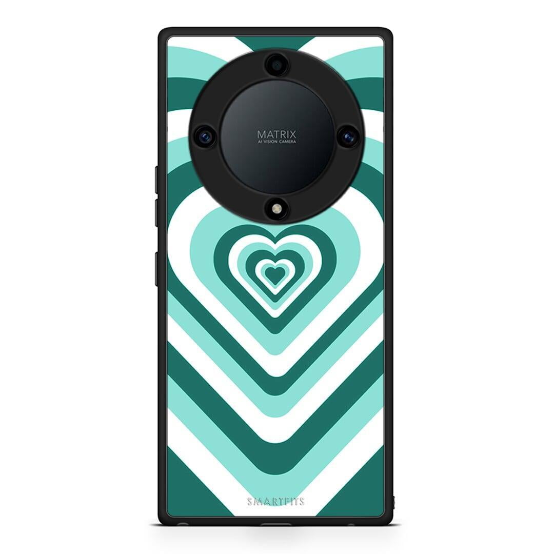 Θήκη Honor Magic5 Lite 5G / X9a Green Hearts από τη Smartfits με σχέδιο στο πίσω μέρος και μαύρο περίβλημα | Honor Magic5 Lite 5G / X9a Green Hearts Case with Colorful Back and Black Bezels