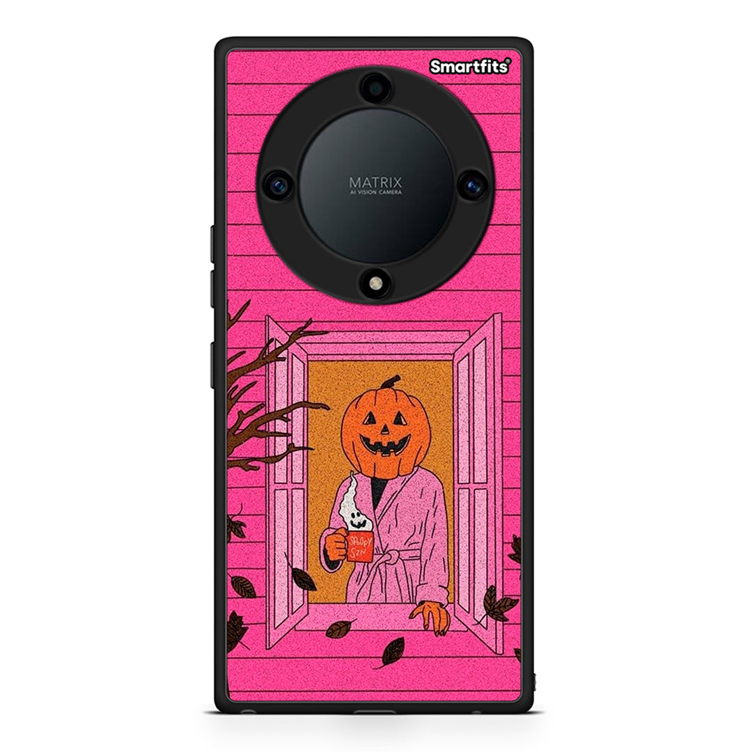 Θήκη Honor Magic5 Lite 5G / X9a Halloween Pumpkin Lady από τη Smartfits με σχέδιο στο πίσω μέρος και μαύρο περίβλημα | Honor Magic5 Lite 5G / X9a Halloween Pumpkin Lady Case with Colorful Back and Black Bezels