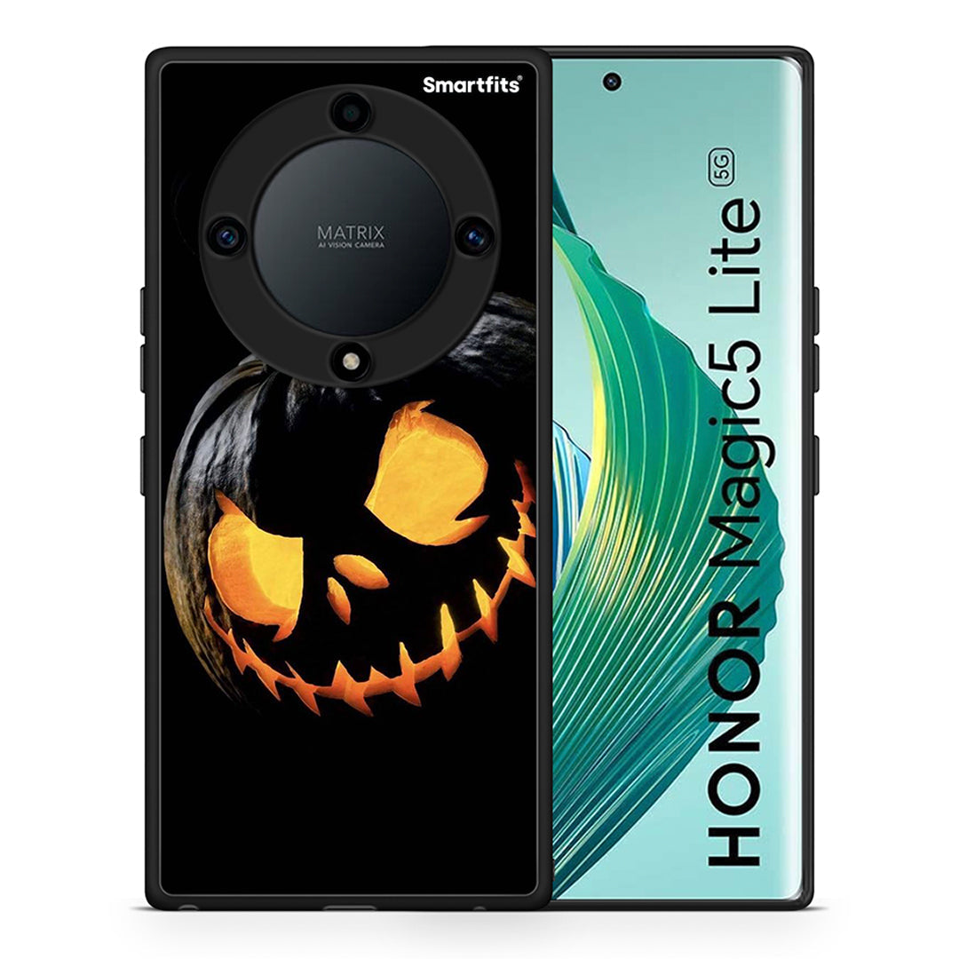 Θήκη Honor Magic5 Lite 5G / X9a Halloween Scary Pumpkin από τη Smartfits με σχέδιο στο πίσω μέρος και μαύρο περίβλημα | Honor Magic5 Lite 5G / X9a Halloween Scary Pumpkin Case with Colorful Back and Black Bezels