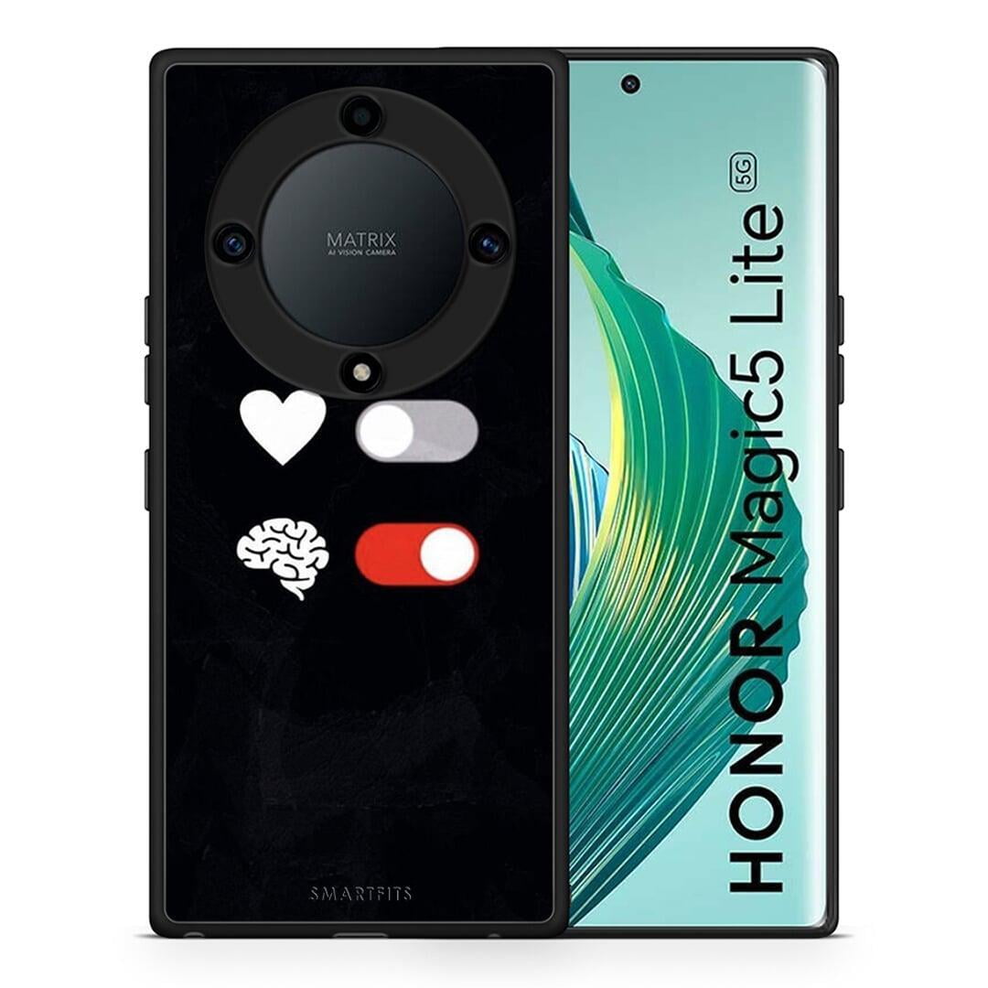 Θήκη Honor Magic5 Lite 5G / X9a Heart Vs Brain από τη Smartfits με σχέδιο στο πίσω μέρος και μαύρο περίβλημα | Honor Magic5 Lite 5G / X9a Heart Vs Brain Case with Colorful Back and Black Bezels