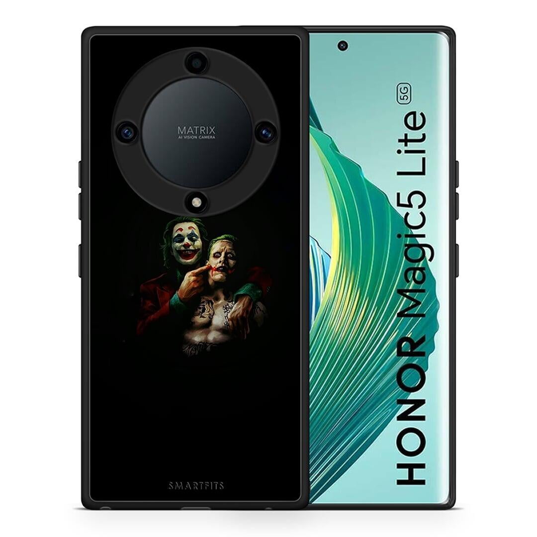 Θήκη Honor Magic5 Lite 5G / X9a Hero Clown από τη Smartfits με σχέδιο στο πίσω μέρος και μαύρο περίβλημα | Honor Magic5 Lite 5G / X9a Hero Clown Case with Colorful Back and Black Bezels