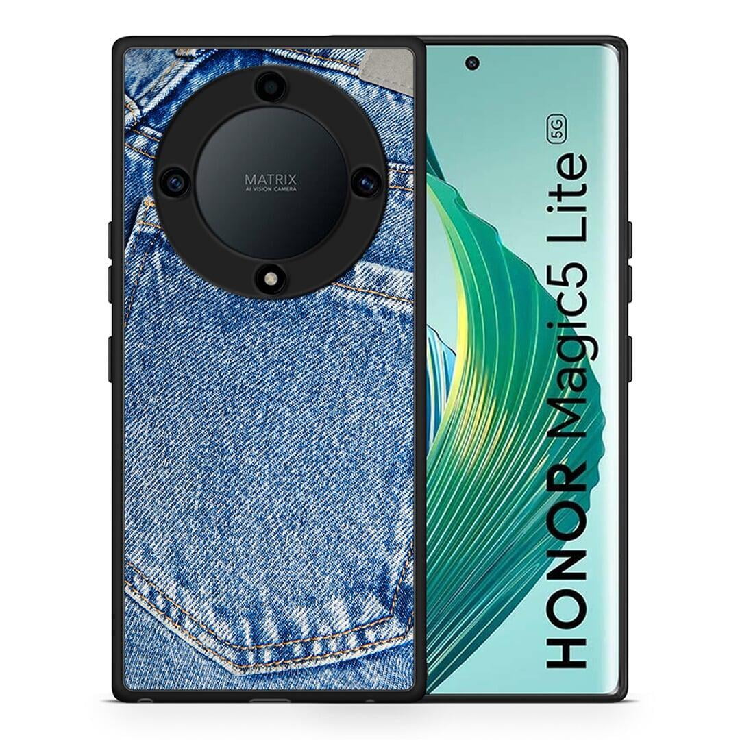 Θήκη Honor Magic5 Lite 5G / X9a Jeans Pocket από τη Smartfits με σχέδιο στο πίσω μέρος και μαύρο περίβλημα | Honor Magic5 Lite 5G / X9a Jeans Pocket Case with Colorful Back and Black Bezels