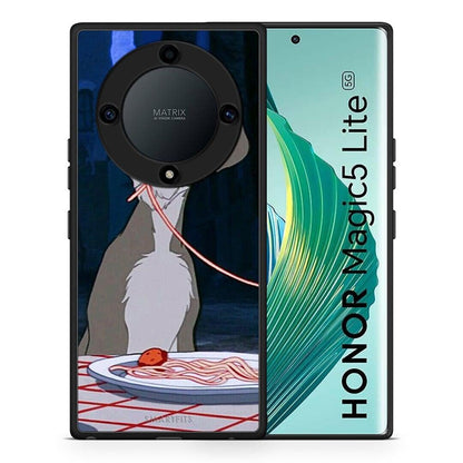 Θήκη Honor Magic5 Lite 5G / X9a Lady And Tramp 1 από τη Smartfits με σχέδιο στο πίσω μέρος και μαύρο περίβλημα | Honor Magic5 Lite 5G / X9a Lady And Tramp 1 Case with Colorful Back and Black Bezels