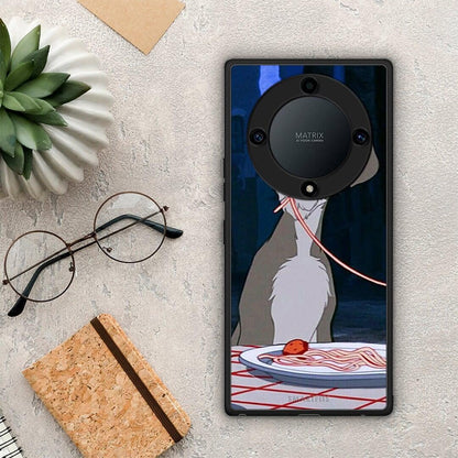 Θήκη Honor Magic5 Lite 5G / X9a Lady And Tramp 1 από τη Smartfits με σχέδιο στο πίσω μέρος και μαύρο περίβλημα | Honor Magic5 Lite 5G / X9a Lady And Tramp 1 Case with Colorful Back and Black Bezels