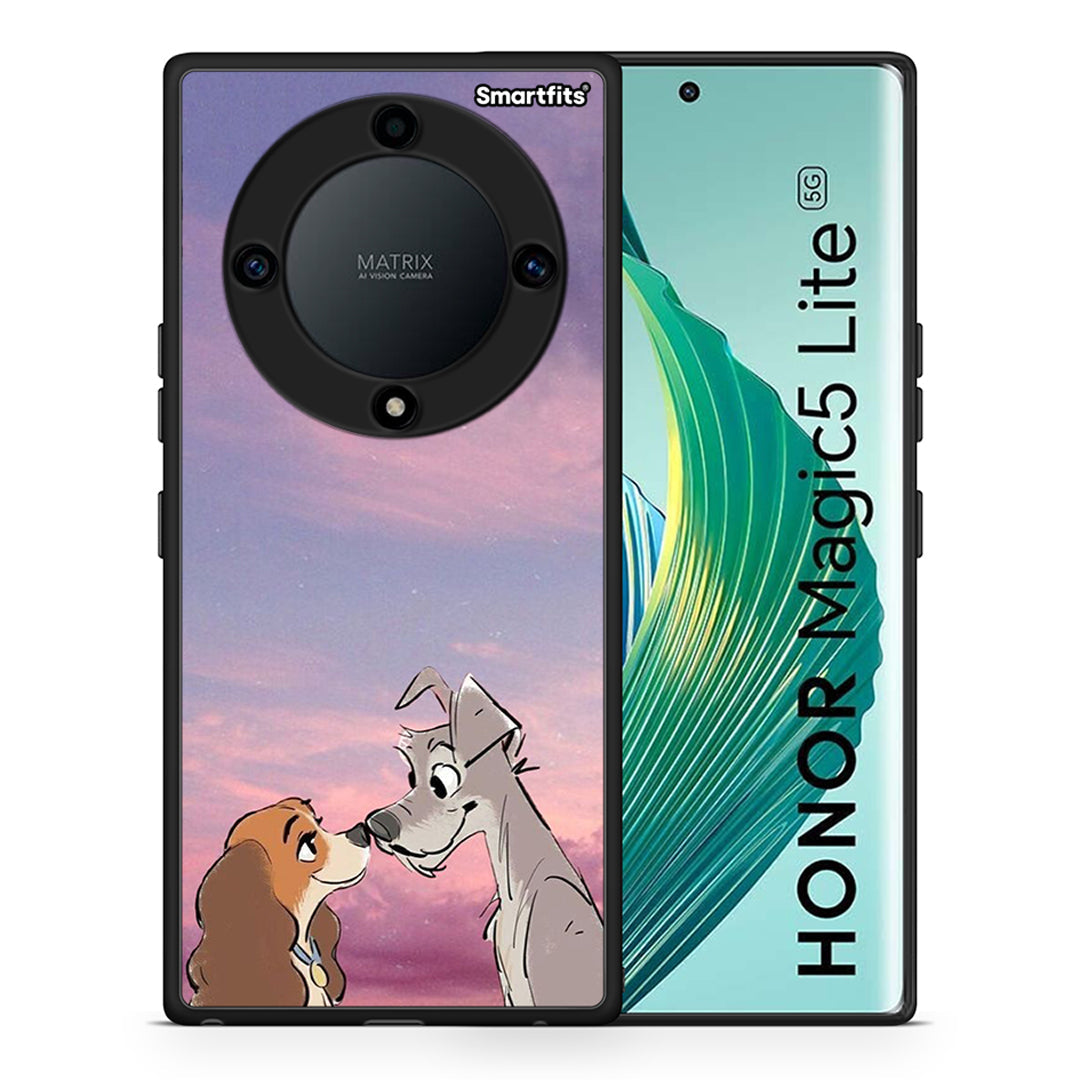 Θήκη Honor Magic5 Lite 5G / X9a Lady And Tramp από τη Smartfits με σχέδιο στο πίσω μέρος και μαύρο περίβλημα | Honor Magic5 Lite 5G / X9a Lady And Tramp Case with Colorful Back and Black Bezels