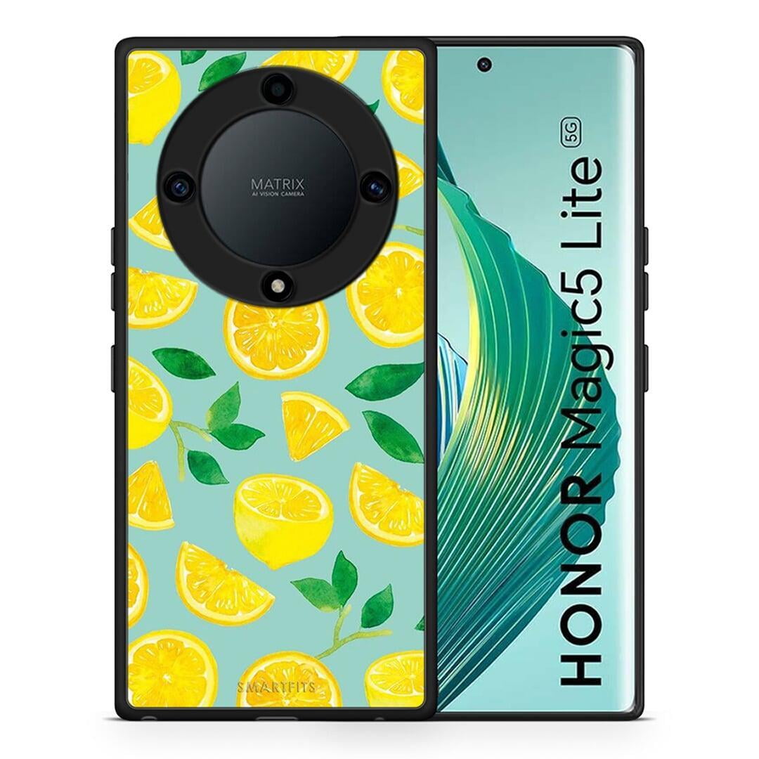 Θήκη Honor Magic5 Lite 5G / X9a Lemons από τη Smartfits με σχέδιο στο πίσω μέρος και μαύρο περίβλημα | Honor Magic5 Lite 5G / X9a Lemons Case with Colorful Back and Black Bezels