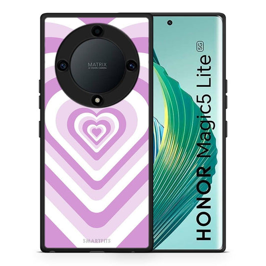 Θήκη Honor Magic5 Lite 5G / X9a Lilac Hearts από τη Smartfits με σχέδιο στο πίσω μέρος και μαύρο περίβλημα | Honor Magic5 Lite 5G / X9a Lilac Hearts Case with Colorful Back and Black Bezels