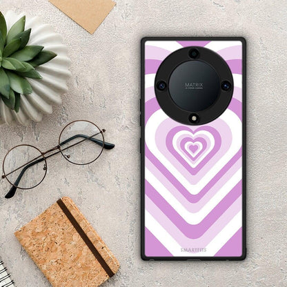 Θήκη Honor Magic5 Lite 5G / X9a Lilac Hearts από τη Smartfits με σχέδιο στο πίσω μέρος και μαύρο περίβλημα | Honor Magic5 Lite 5G / X9a Lilac Hearts Case with Colorful Back and Black Bezels