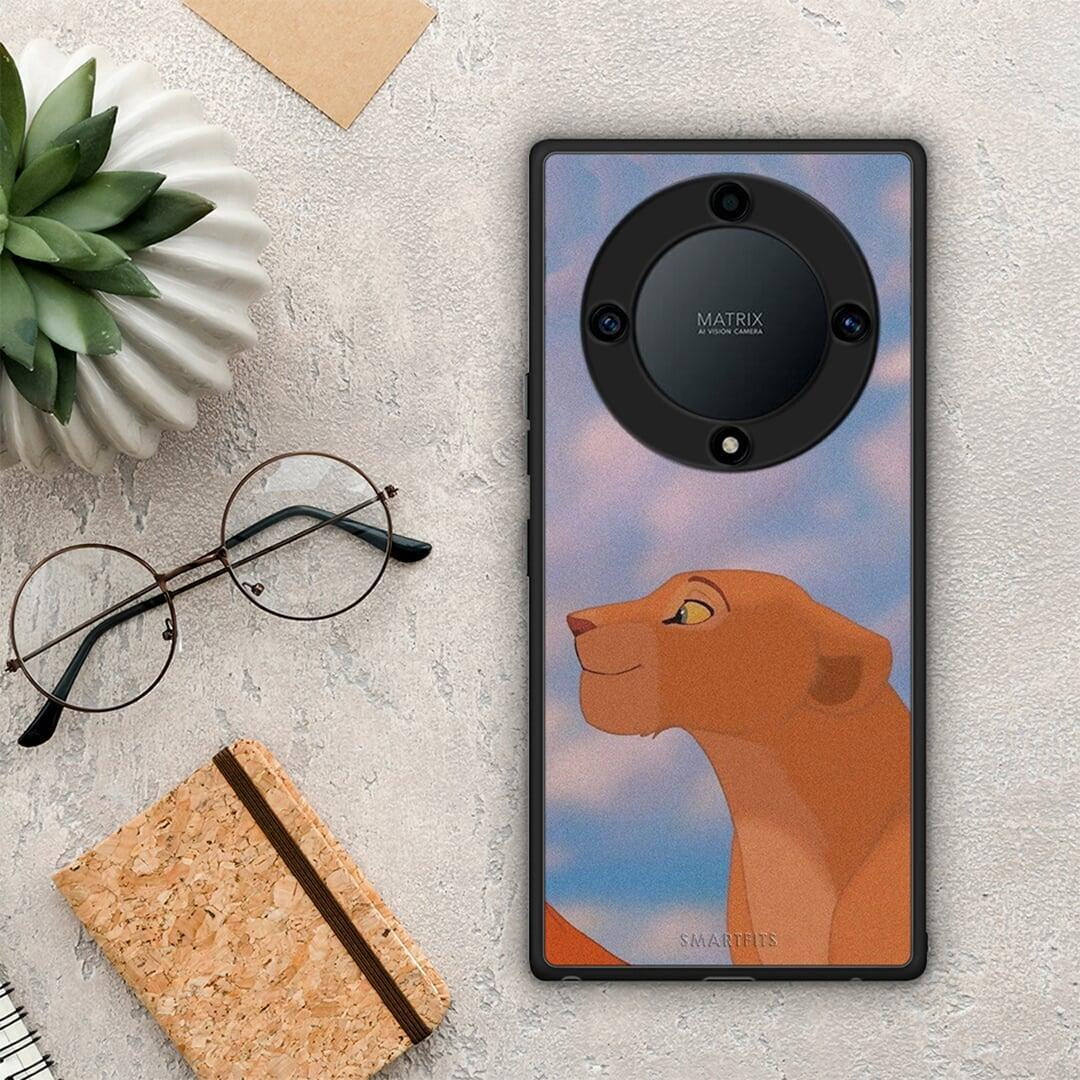 Θήκη Honor Magic5 Lite 5G / X9a Lion Love 2 από τη Smartfits με σχέδιο στο πίσω μέρος και μαύρο περίβλημα | Honor Magic5 Lite 5G / X9a Lion Love 2 Case with Colorful Back and Black Bezels