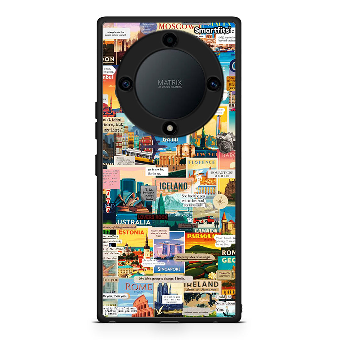 Θήκη Honor Magic5 Lite 5G / X9a Live To Travel από τη Smartfits με σχέδιο στο πίσω μέρος και μαύρο περίβλημα | Honor Magic5 Lite 5G / X9a Live To Travel Case with Colorful Back and Black Bezels