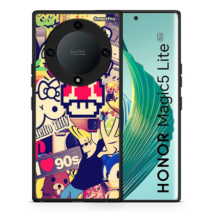 Θήκη Honor Magic5 Lite 5G / X9a Love The 90s από τη Smartfits με σχέδιο στο πίσω μέρος και μαύρο περίβλημα | Honor Magic5 Lite 5G / X9a Love The 90s Case with Colorful Back and Black Bezels