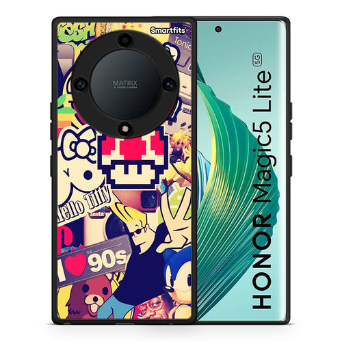 Θήκη Honor Magic5 Lite 5G / X9a Love The 90s από τη Smartfits με σχέδιο στο πίσω μέρος και μαύρο περίβλημα | Honor Magic5 Lite 5G / X9a Love The 90s Case with Colorful Back and Black Bezels