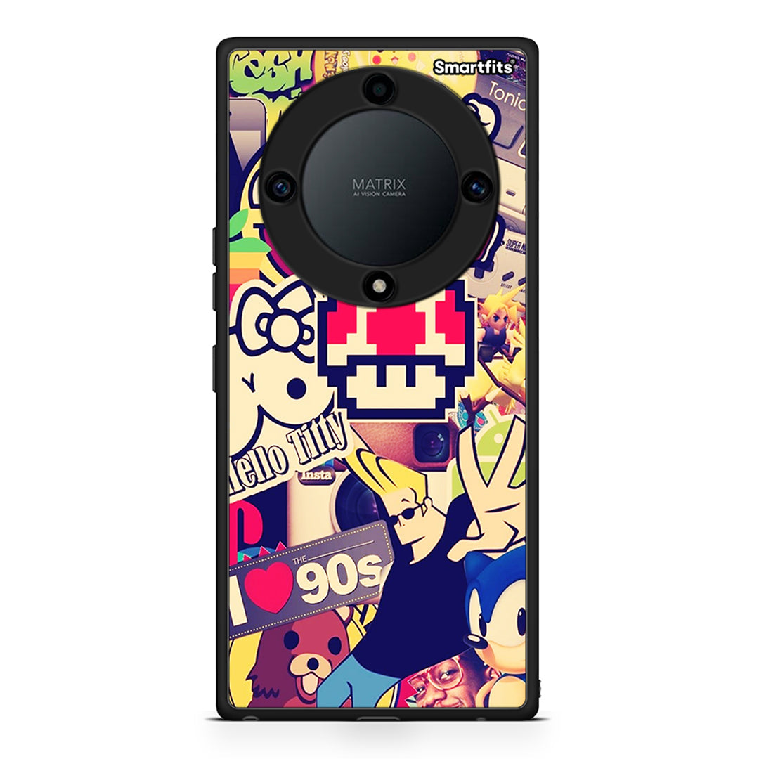 Θήκη Honor Magic5 Lite 5G / X9a Love The 90s από τη Smartfits με σχέδιο στο πίσω μέρος και μαύρο περίβλημα | Honor Magic5 Lite 5G / X9a Love The 90s Case with Colorful Back and Black Bezels