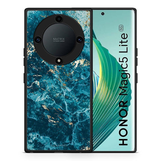 Θήκη Honor Magic5 Lite 5G / X9a Marble Blue από τη Smartfits με σχέδιο στο πίσω μέρος και μαύρο περίβλημα | Honor Magic5 Lite 5G / X9a Marble Blue Case with Colorful Back and Black Bezels
