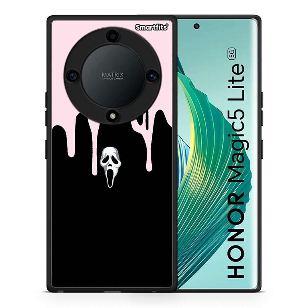 Θήκη Honor Magic5 Lite 5G / X9a Melting Halloween Mask από τη Smartfits με σχέδιο στο πίσω μέρος και μαύρο περίβλημα | Honor Magic5 Lite 5G / X9a Melting Halloween Mask Case with Colorful Back and Black Bezels