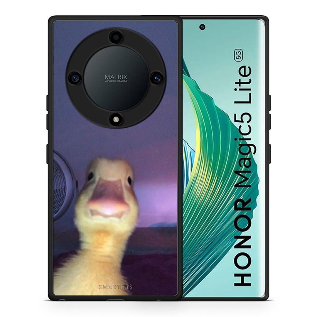 Θήκη Honor Magic5 Lite 5G / X40 / X9a Meme Duck από τη Smartfits με σχέδιο στο πίσω μέρος και μαύρο περίβλημα | Honor Magic5 Lite 5G / X40 / X9a Meme Duck Case with Colorful Back and Black Bezels