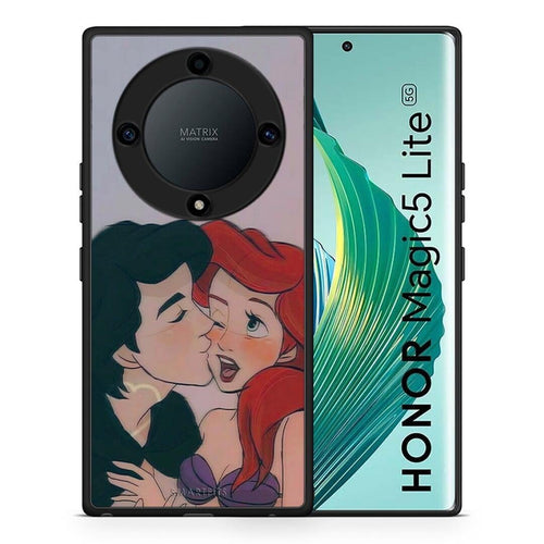 Θήκη Honor Magic5 Lite 5G / X9a Mermaid Couple από τη Smartfits με σχέδιο στο πίσω μέρος και μαύρο περίβλημα | Honor Magic5 Lite 5G / X9a Mermaid Couple Case with Colorful Back and Black Bezels