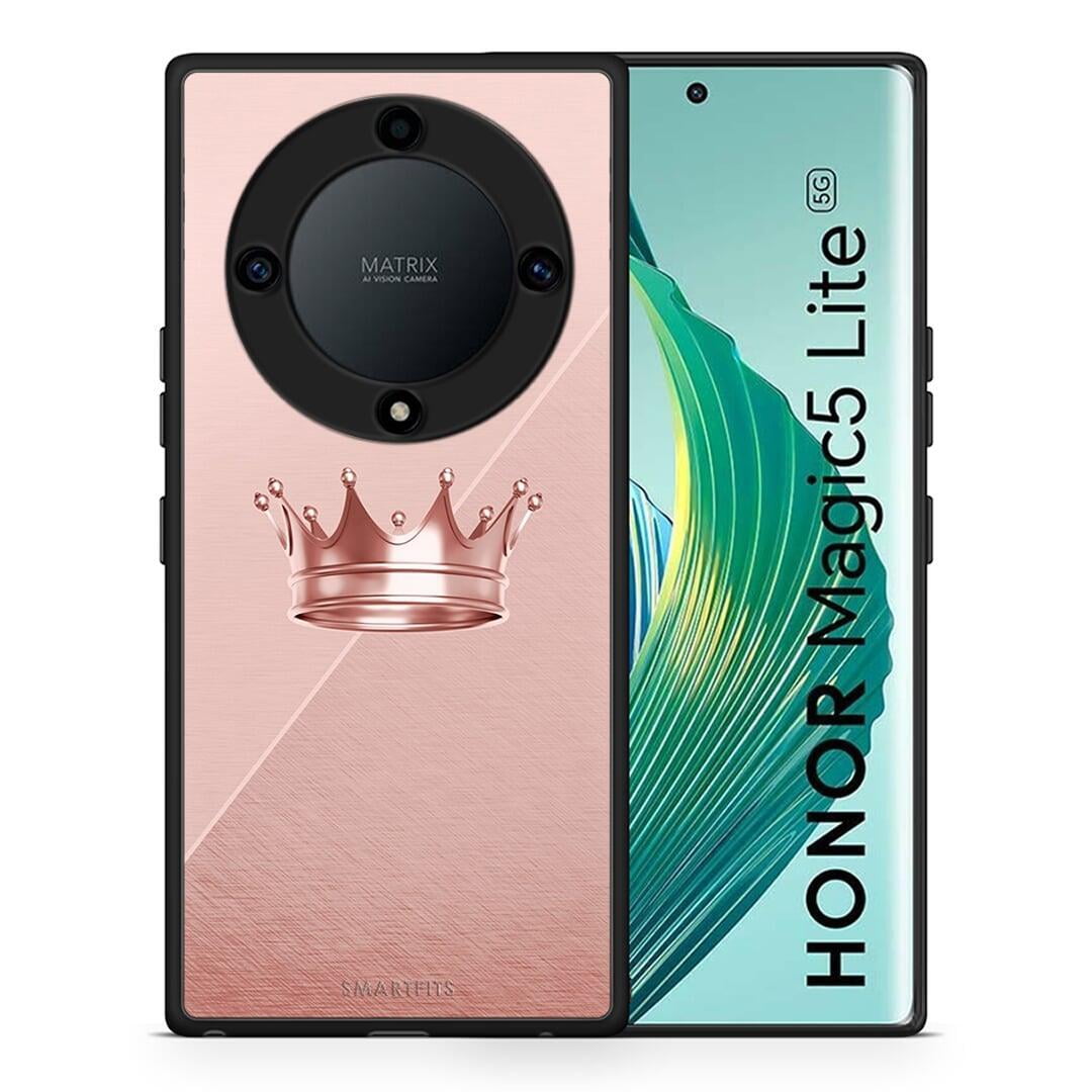 Θήκη Honor Magic5 Lite 5G / X9a Minimal Crown από τη Smartfits με σχέδιο στο πίσω μέρος και μαύρο περίβλημα | Honor Magic5 Lite 5G / X9a Minimal Crown Case with Colorful Back and Black Bezels