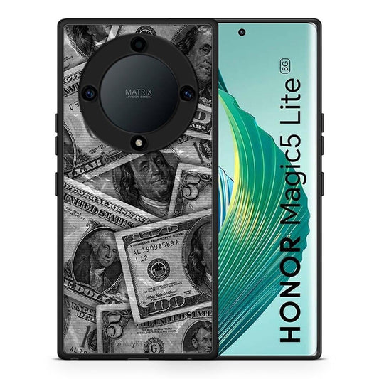 Θήκη Honor Magic5 Lite 5G / X9a Money Dollars από τη Smartfits με σχέδιο στο πίσω μέρος και μαύρο περίβλημα | Honor Magic5 Lite 5G / X9a Money Dollars Case with Colorful Back and Black Bezels