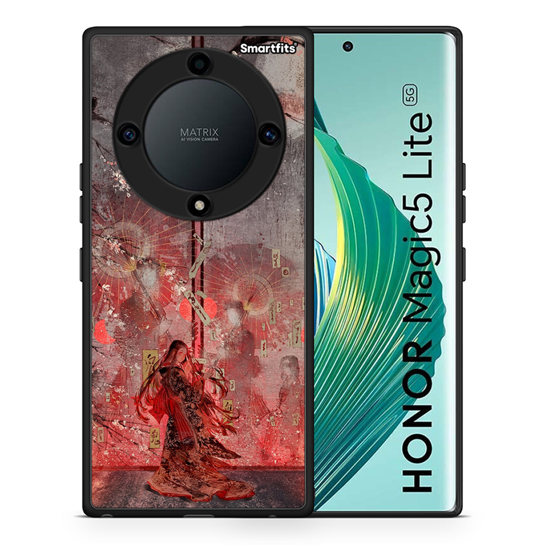 Θήκη Honor Magic5 Lite 5G / X40 / X9a Nezuko Kamado από τη Smartfits με σχέδιο στο πίσω μέρος και μαύρο περίβλημα | Honor Magic5 Lite 5G / X40 / X9a Nezuko Kamado Case with Colorful Back and Black Bezels