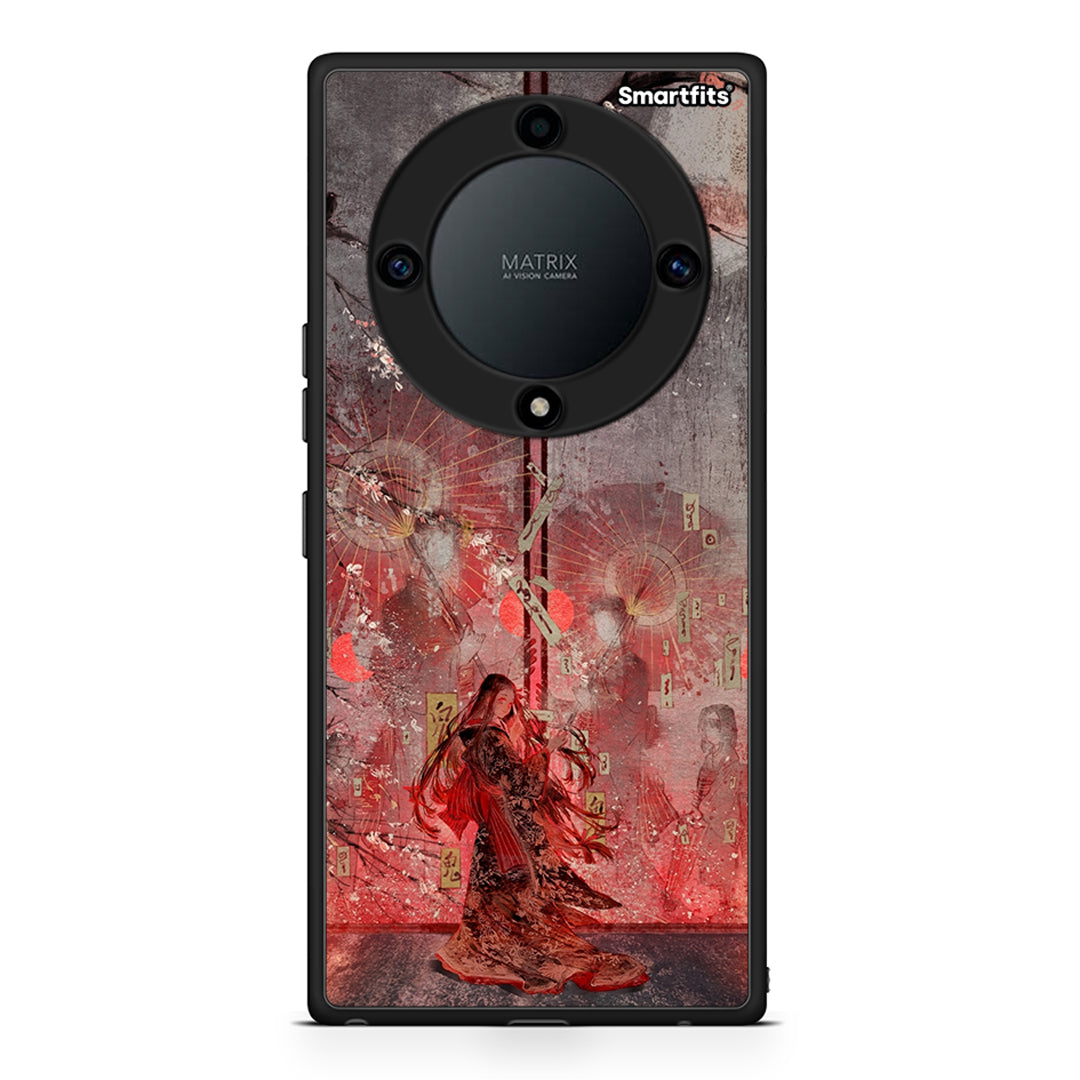 Θήκη Honor Magic5 Lite 5G / X9a Nezuko Kamado από τη Smartfits με σχέδιο στο πίσω μέρος και μαύρο περίβλημα | Honor Magic5 Lite 5G / X9a Nezuko Kamado Case with Colorful Back and Black Bezels