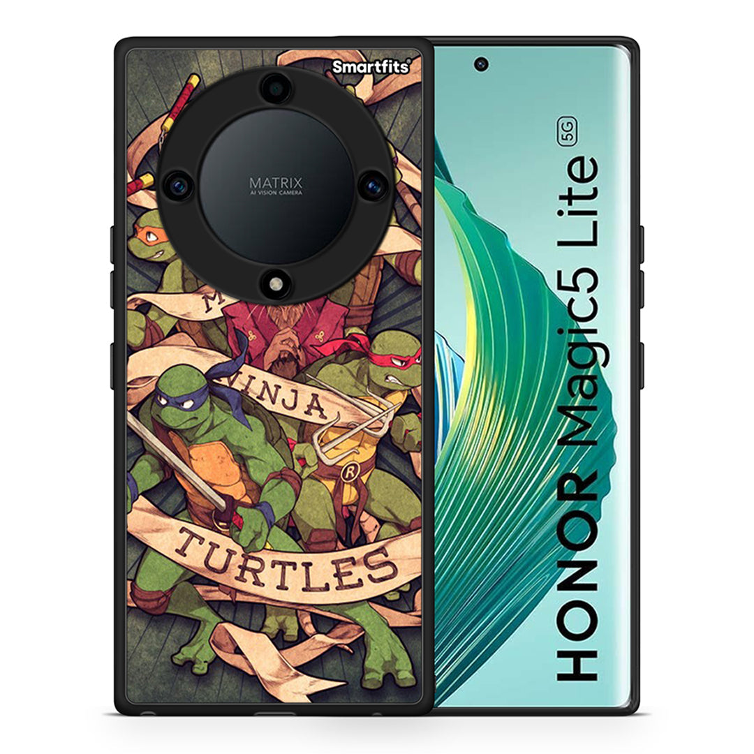 Θήκη Honor Magic5 Lite 5G / X9a Ninja Turtles από τη Smartfits με σχέδιο στο πίσω μέρος και μαύρο περίβλημα | Honor Magic5 Lite 5G / X9a Ninja Turtles Case with Colorful Back and Black Bezels