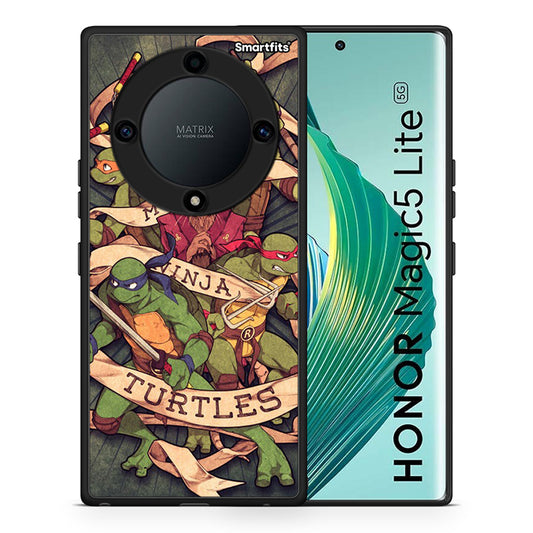 Θήκη Honor Magic5 Lite 5G / X9a Ninja Turtles από τη Smartfits με σχέδιο στο πίσω μέρος και μαύρο περίβλημα | Honor Magic5 Lite 5G / X9a Ninja Turtles Case with Colorful Back and Black Bezels