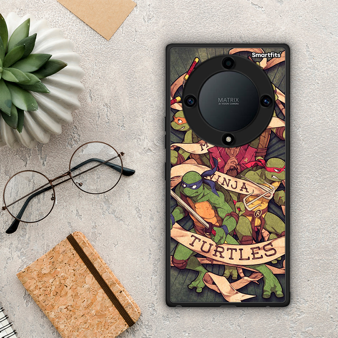 Θήκη Honor Magic5 Lite 5G / X9a Ninja Turtles από τη Smartfits με σχέδιο στο πίσω μέρος και μαύρο περίβλημα | Honor Magic5 Lite 5G / X9a Ninja Turtles Case with Colorful Back and Black Bezels