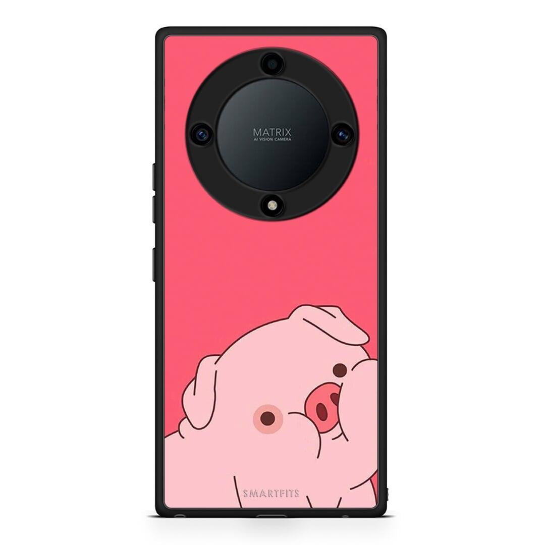 Θήκη Honor Magic5 Lite 5G / X9a Pig Love 1 από τη Smartfits με σχέδιο στο πίσω μέρος και μαύρο περίβλημα | Honor Magic5 Lite 5G / X9a Pig Love 1 Case with Colorful Back and Black Bezels