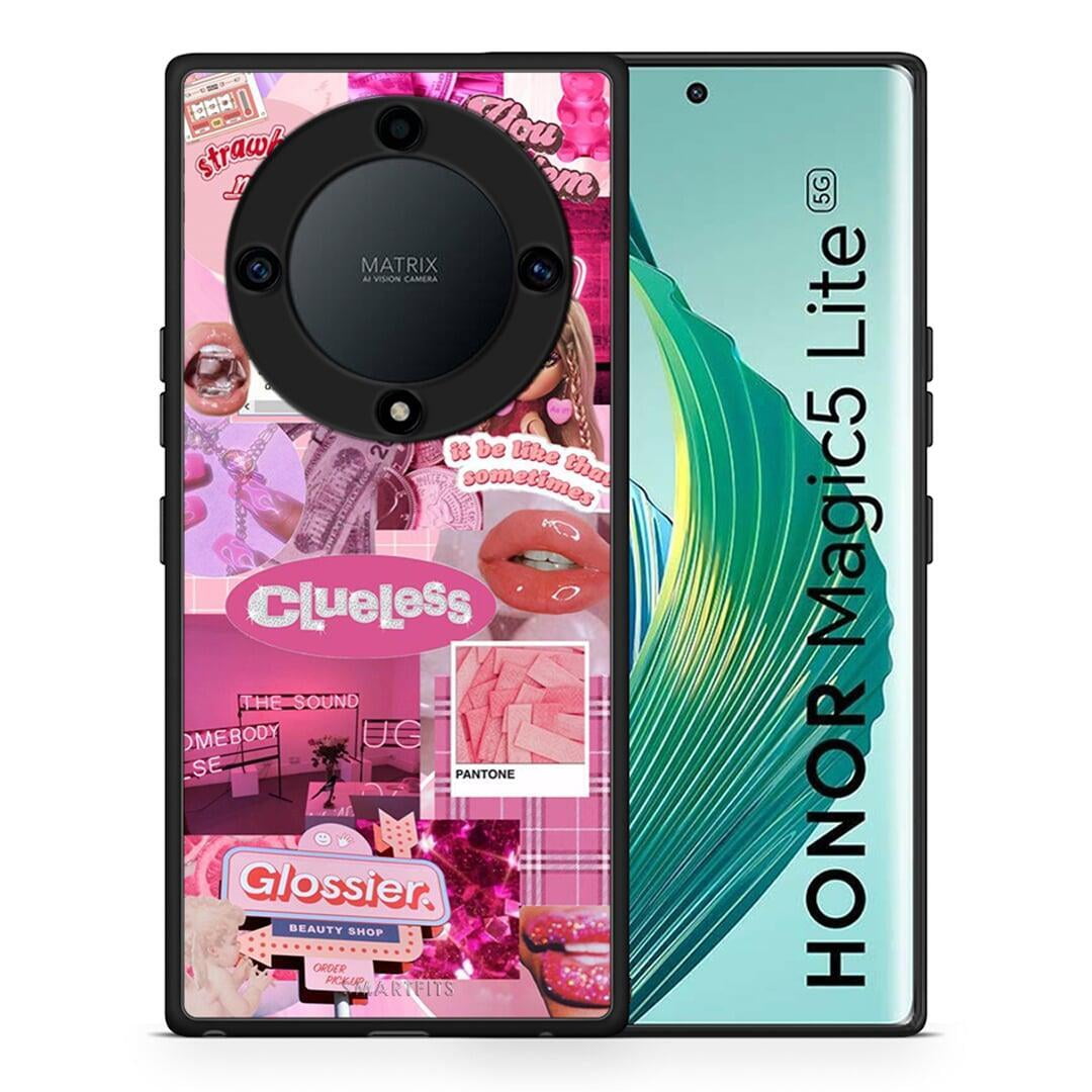 Θήκη Honor Magic5 Lite 5G / X9a Pink Love από τη Smartfits με σχέδιο στο πίσω μέρος και μαύρο περίβλημα | Honor Magic5 Lite 5G / X9a Pink Love Case with Colorful Back and Black Bezels