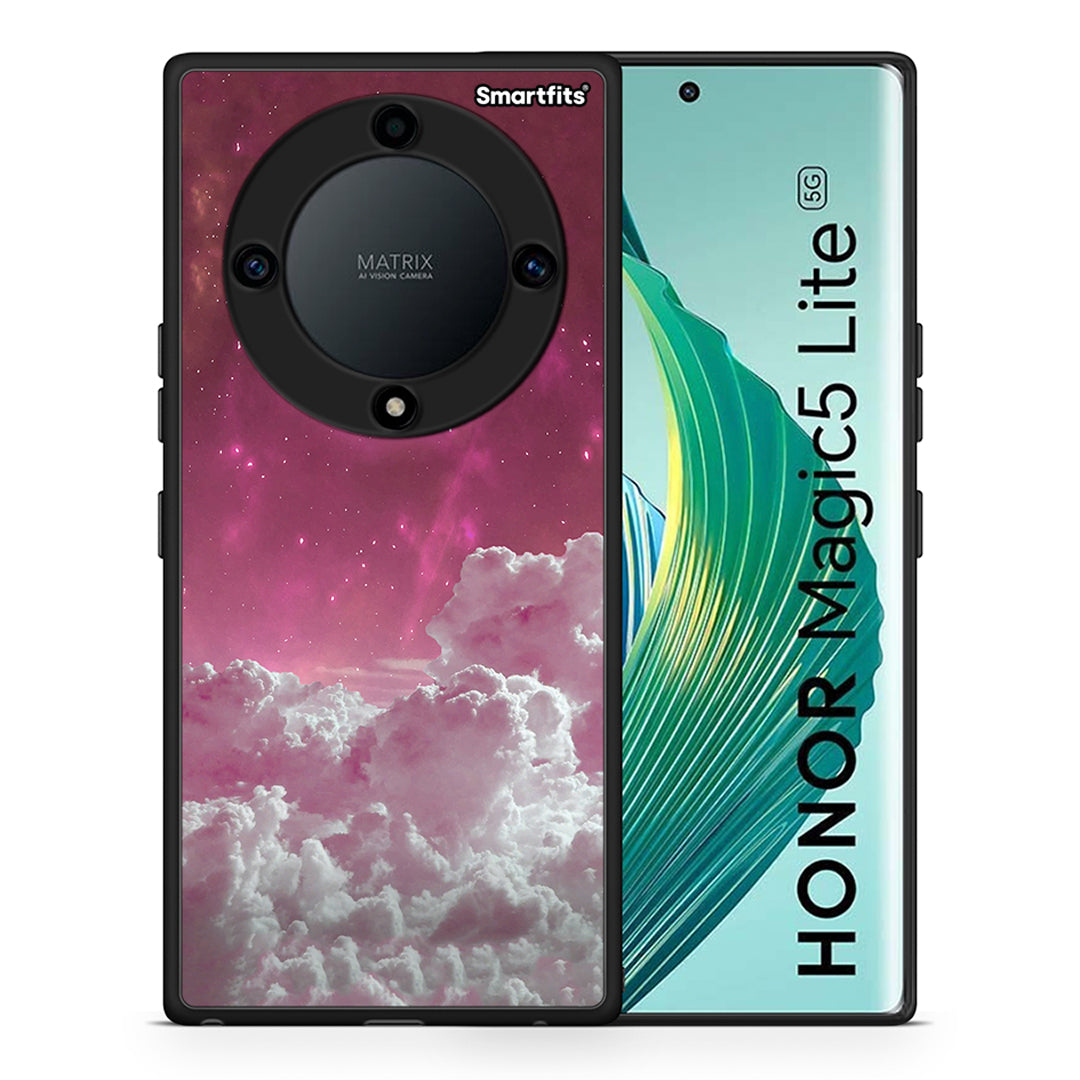Θήκη Honor Magic5 Lite 5G / X9a Pink Moon από τη Smartfits με σχέδιο στο πίσω μέρος και μαύρο περίβλημα | Honor Magic5 Lite 5G / X9a Pink Moon Case with Colorful Back and Black Bezels