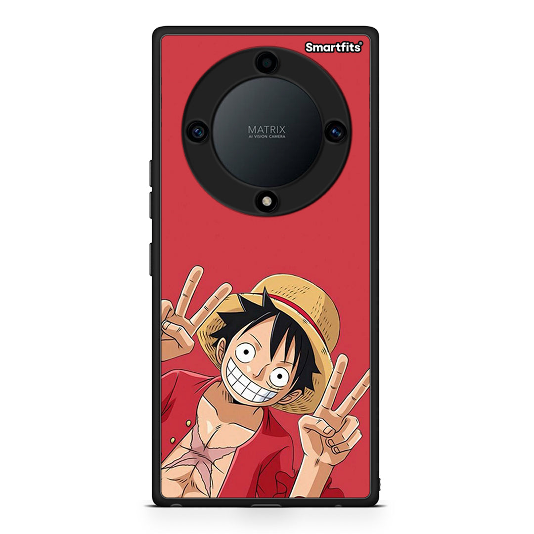 Θήκη Honor Magic5 Lite 5G / X9a Pirate Luffy από τη Smartfits με σχέδιο στο πίσω μέρος και μαύρο περίβλημα | Honor Magic5 Lite 5G / X9a Pirate Luffy Case with Colorful Back and Black Bezels