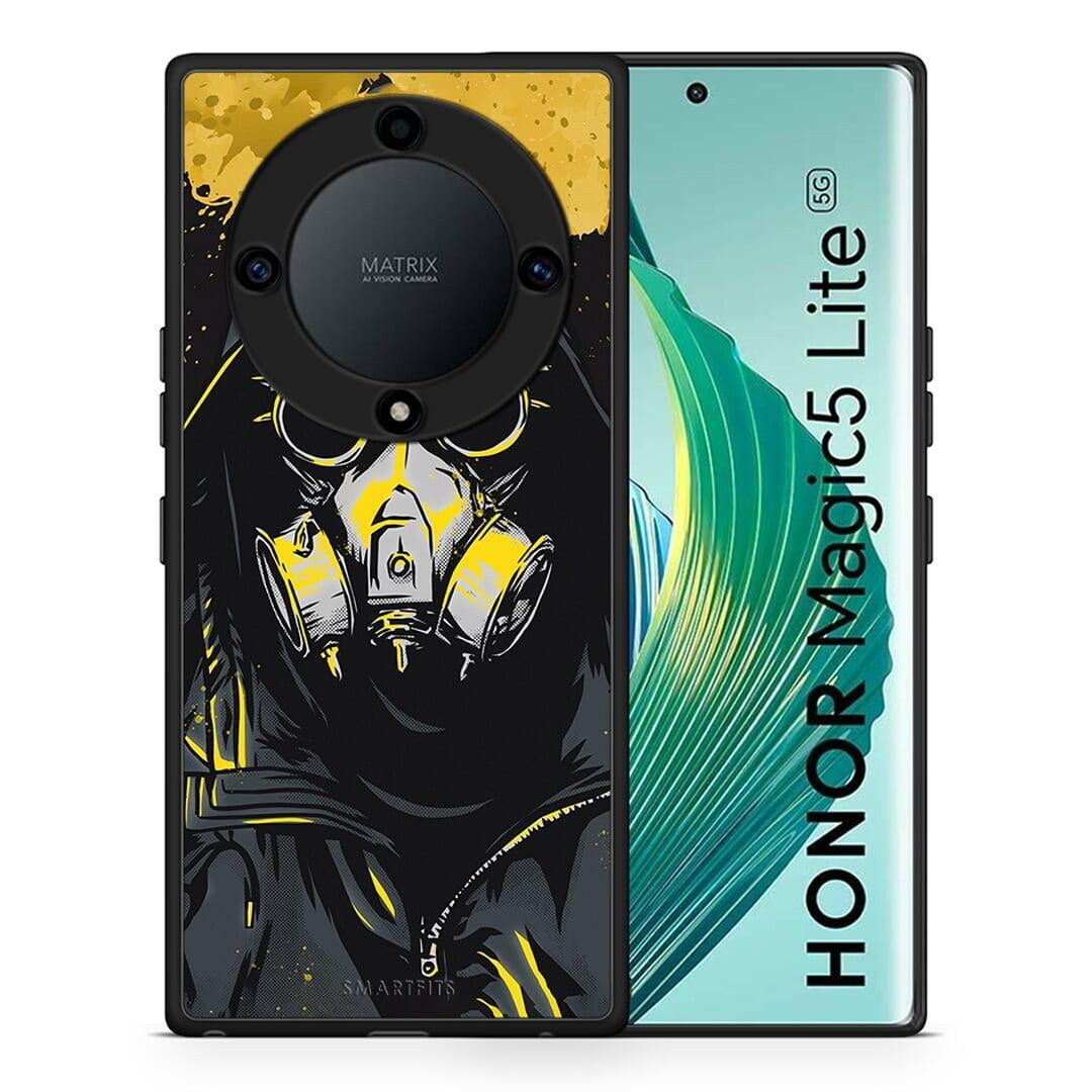 Θήκη Honor Magic5 Lite 5G / X9a PopArt Mask από τη Smartfits με σχέδιο στο πίσω μέρος και μαύρο περίβλημα | Honor Magic5 Lite 5G / X9a PopArt Mask Case with Colorful Back and Black Bezels