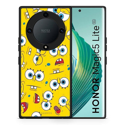 Θήκη Honor Magic5 Lite 5G / X9a PopArt Sponge από τη Smartfits με σχέδιο στο πίσω μέρος και μαύρο περίβλημα | Honor Magic5 Lite 5G / X9a PopArt Sponge Case with Colorful Back and Black Bezels