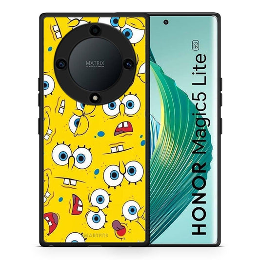 Θήκη Honor Magic5 Lite 5G / X9a PopArt Sponge από τη Smartfits με σχέδιο στο πίσω μέρος και μαύρο περίβλημα | Honor Magic5 Lite 5G / X9a PopArt Sponge Case with Colorful Back and Black Bezels