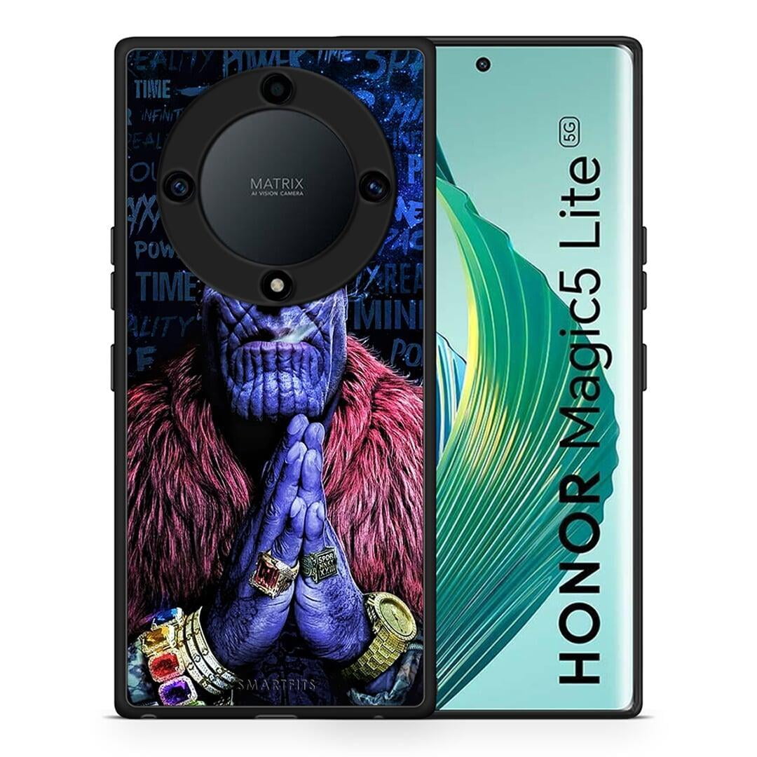 Θήκη Honor Magic5 Lite 5G / X9a PopArt Thanos από τη Smartfits με σχέδιο στο πίσω μέρος και μαύρο περίβλημα | Honor Magic5 Lite 5G / X9a PopArt Thanos Case with Colorful Back and Black Bezels